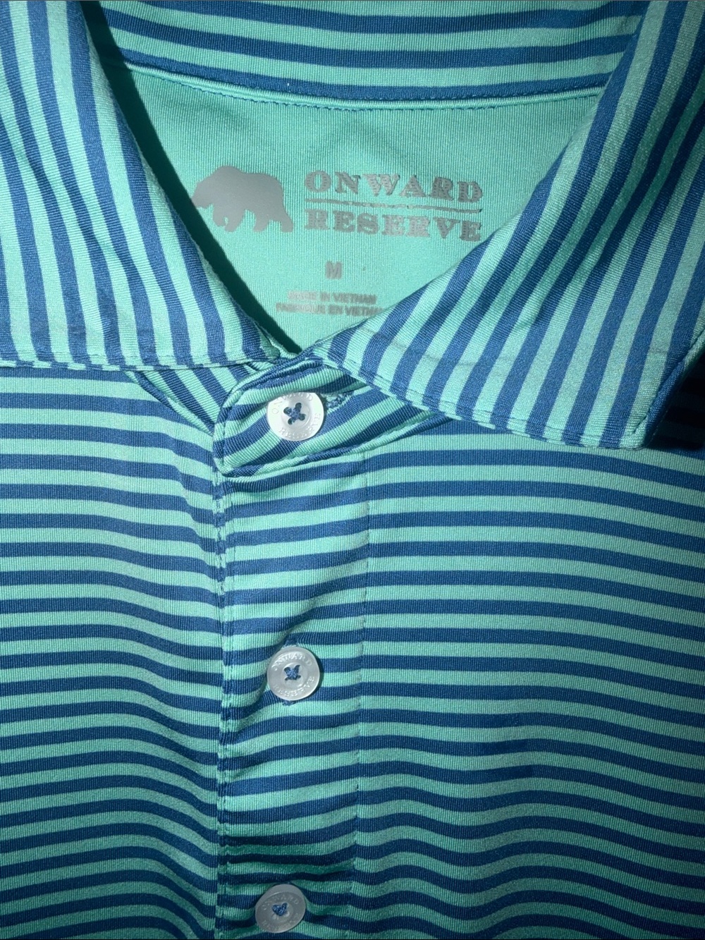 Light Blue Striped Polo with Subtle Logo - Men's Performance Shirt - Picture 2 of 4